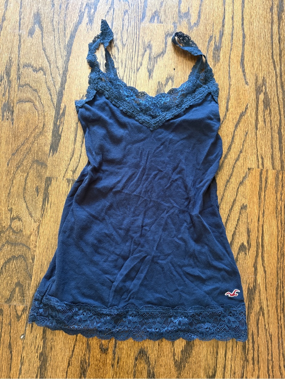 Y2K Hollister Navy Lace-Trim Cami
